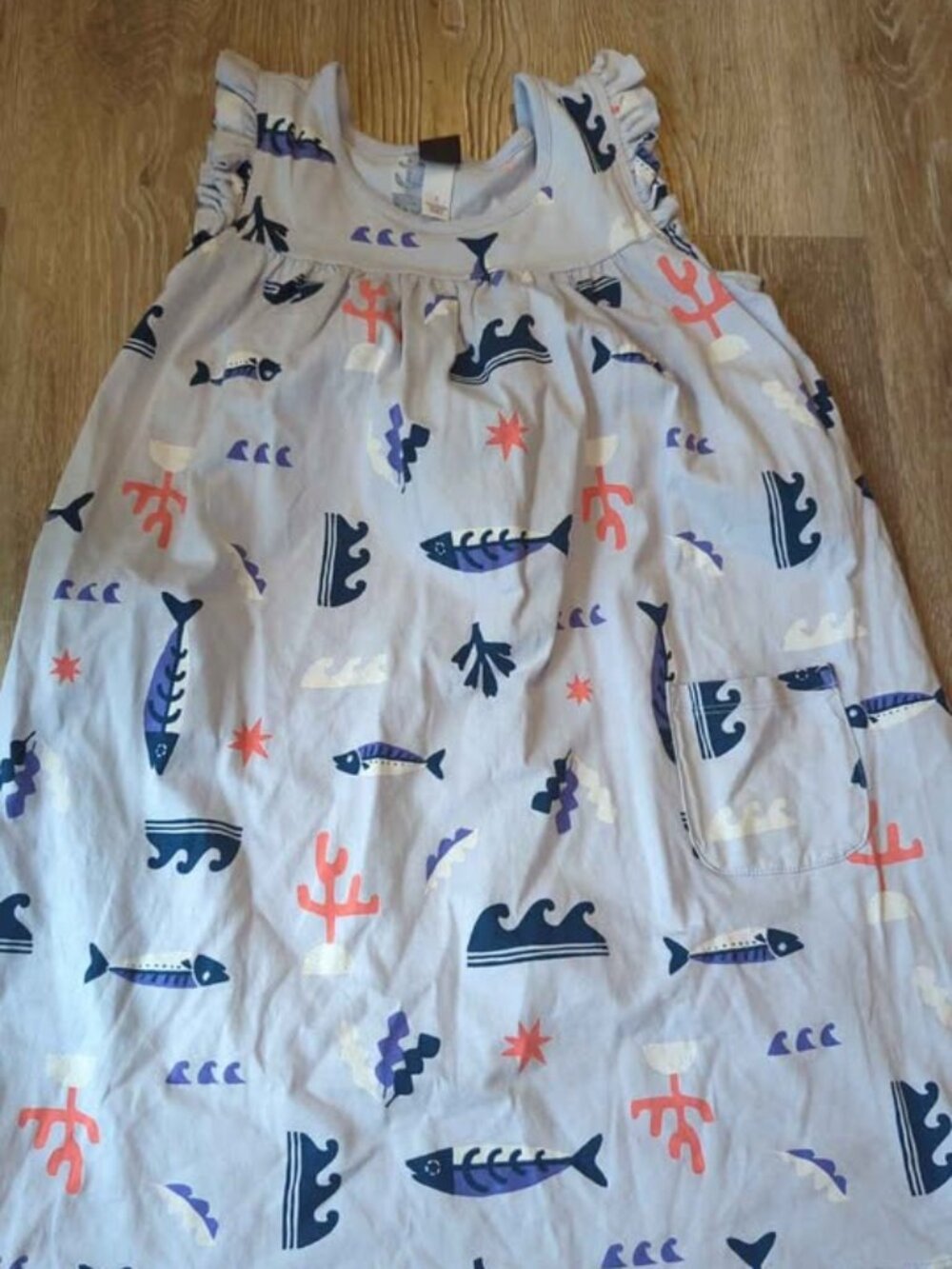 Tea Collection size 7 girl blue ocean pattern dress